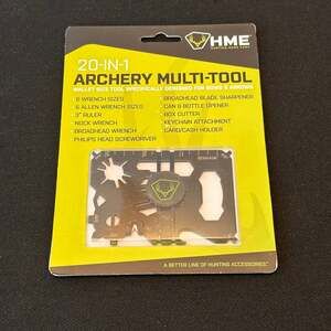HME 20-in-1 Archery Wallet Multi-Tool for Bows & Arrows